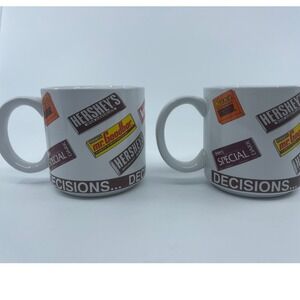 Hershey Chocolate Candy Bar Mugs Set of 2 Decisions... Ceramic Coffee Cups‎
